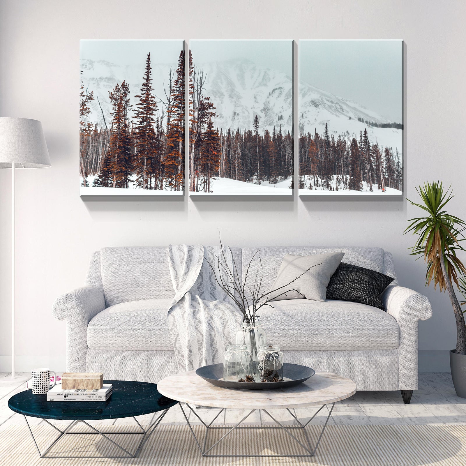 3 Panels Framed Winter Forest Canvas Wall Art Decor,3 Pieces Mordern Canvas Decoration Painting For Office,Dining Room,Living Room, Bedroom Decor Ready To Hang 1218In Thickness 1.5Inch Rectangle Framed Multicolor Oversized 41In Canvas Nature Scenes