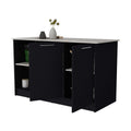 Black And Onyx Double Door Cabinets Kitchen Island Black Grey Kitchen Rectangular Stationary Kitchen Islands Wood Large 56 In