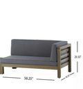 Oana Right Corner Bench And Coffee Table, Dark Grey Dark Grey Acacia Wood