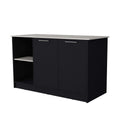 Black And Onyx Double Door Cabinets Kitchen Island Black Grey Kitchen Rectangular Stationary Kitchen Islands Wood Large 56 In