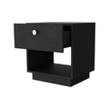 Black 1 Drawer Nightstand Black 1 Drawer Bedroom Open Storage Storage Black Wood