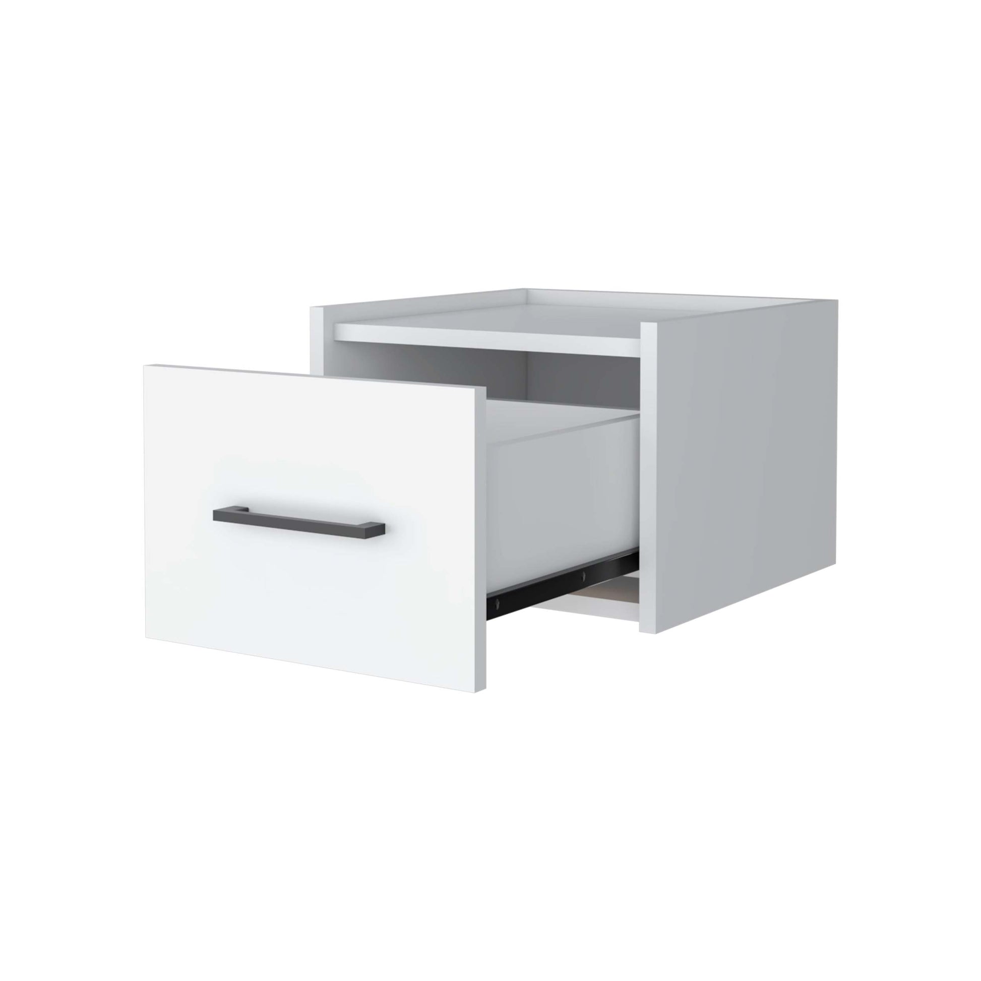 White Wall Mounted Floating Nightstand White White 1 Drawer Bedroom Floating Space Saving White Wood