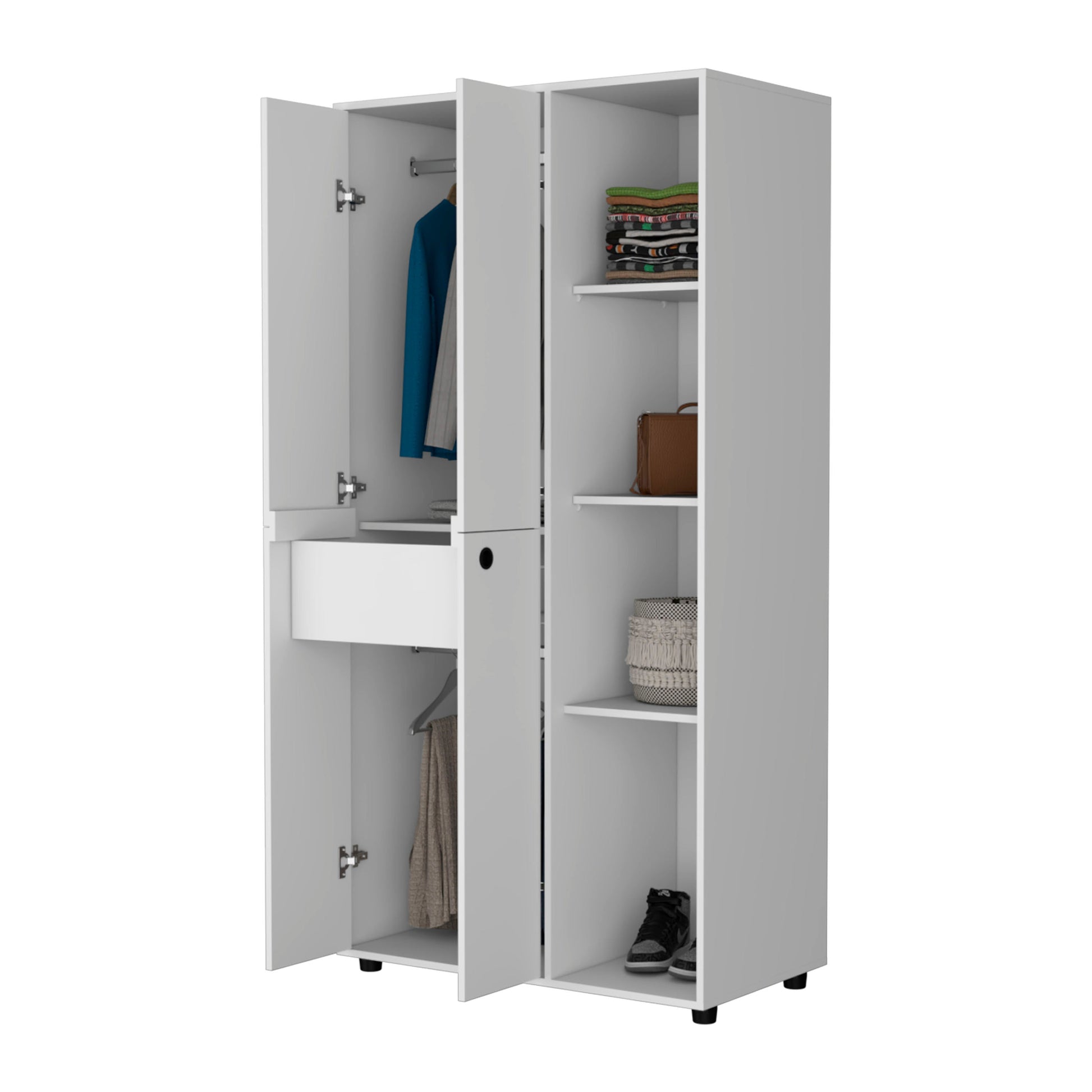 White 1 Drawer Armoire Closet White Bedroom Wood