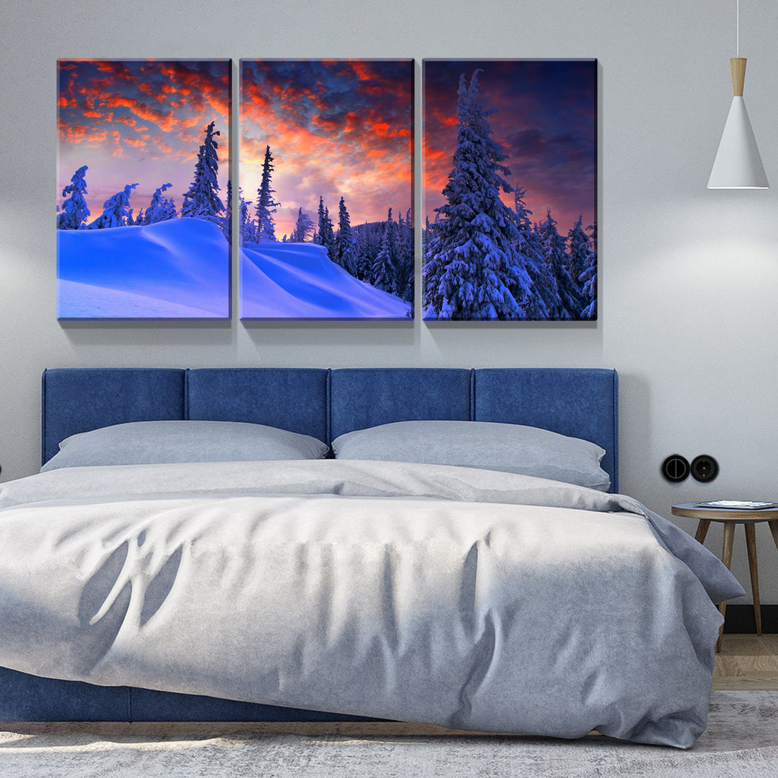 3 Panels Framed Winter Forest Canvas Wall Art Decor,3 Pieces Mordern Canvas Decoration Painting For Office,Dining Room,Living Room, Bedroom Decor Ready To Hang Rectangle Framed Multicolor Oversized 41In Canvas Nature Scenes