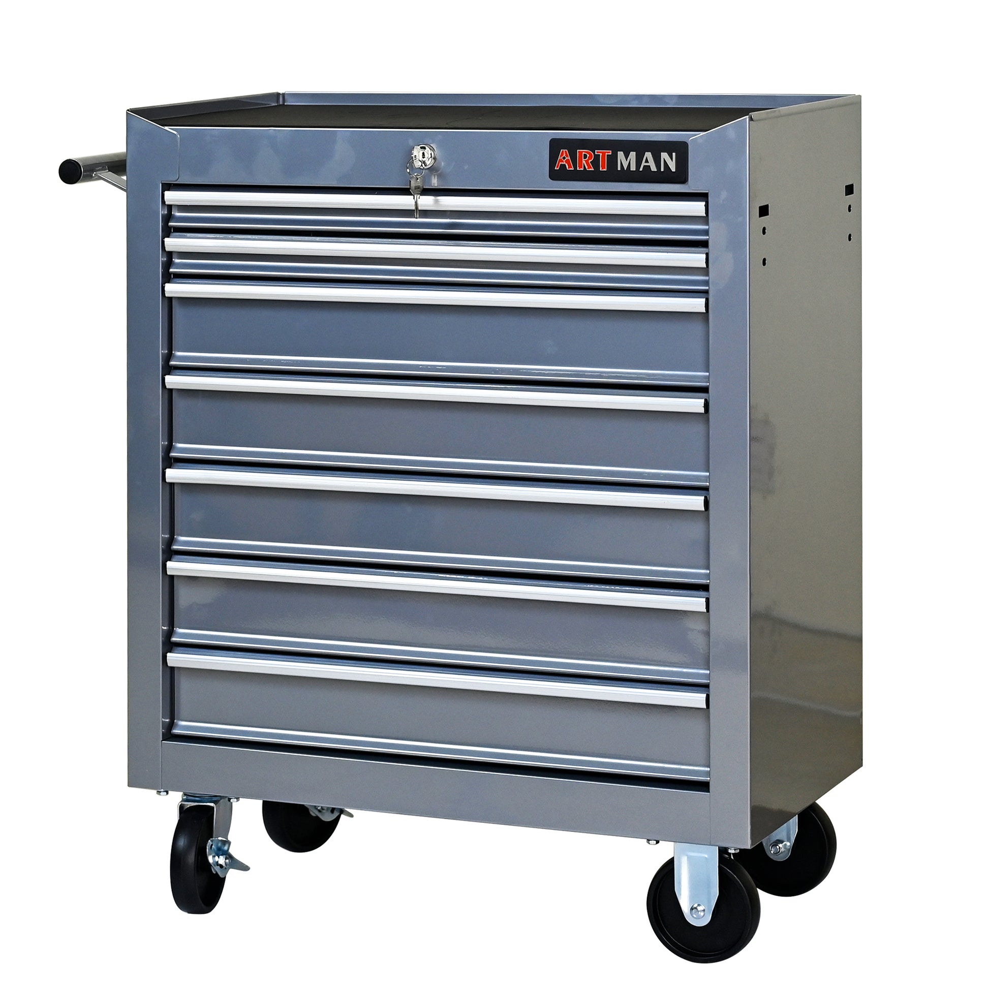 7 Drawers Multifunctional Tool Cart With Wheels Silver Silver Steel