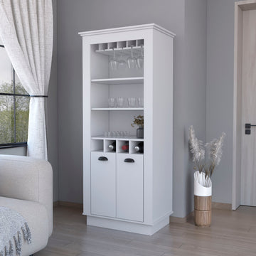 White 4 Built In Wine Rack Bar Cabinet 3 4 Shelves White White Primary Living Space Shelves Included Wood