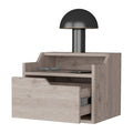 Light Gray Dual Shelf Display Nightstand Light Gray Gray 1 Drawer Floating Easy Assembly Wood