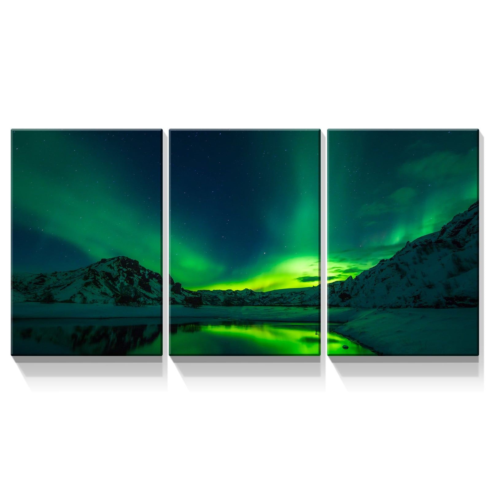 3 Panels Framed Aurora Forest Canvas Wall Art Decor,3 Pieces Mordern Canvas Decoration Painting For Office,Dining Room,Living Room, Bedroom Decor Ready To Hang Rectangle Framed Multicolor Oversized 41In Canvas Nature Scenes