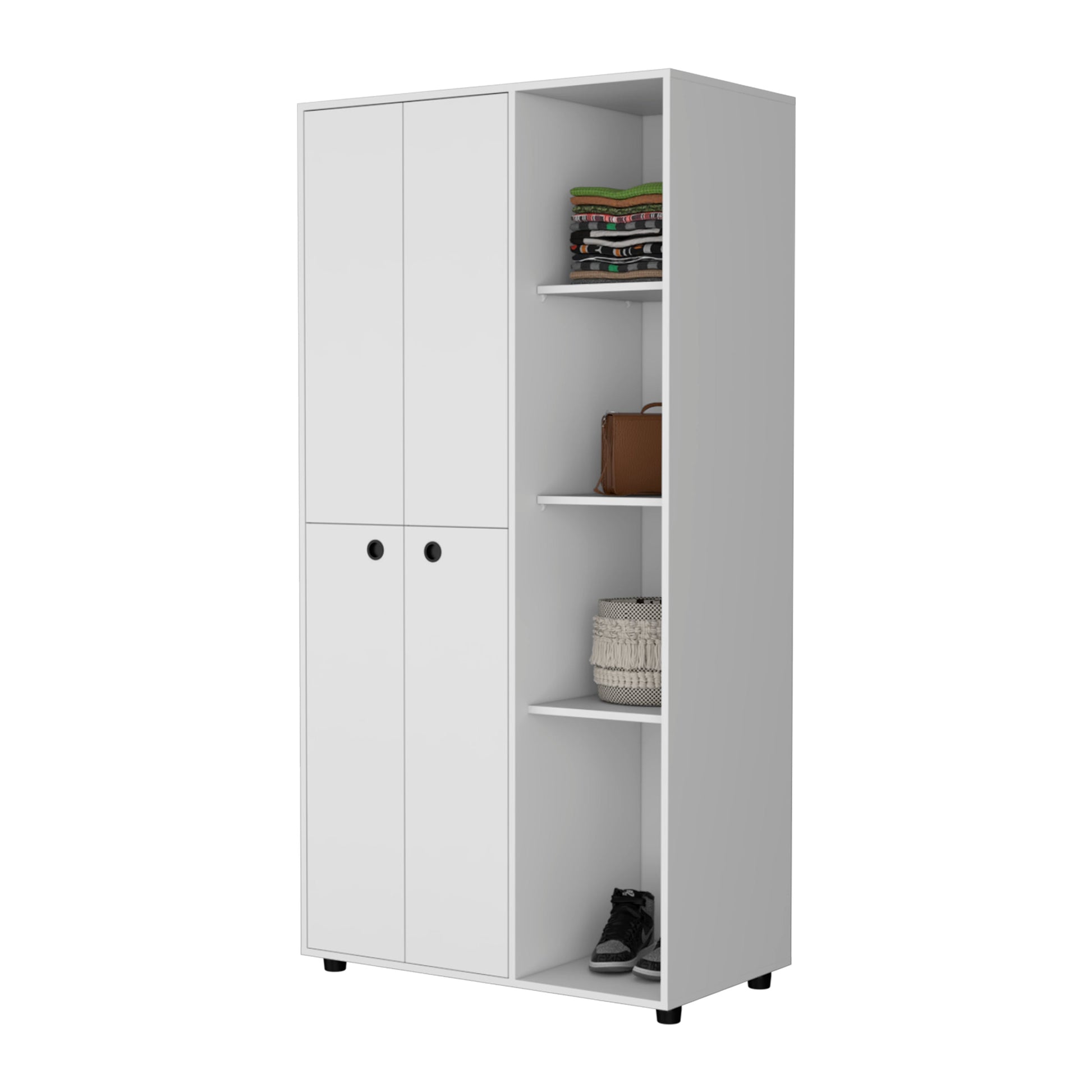 White 1 Drawer Armoire Closet White Bedroom Wood