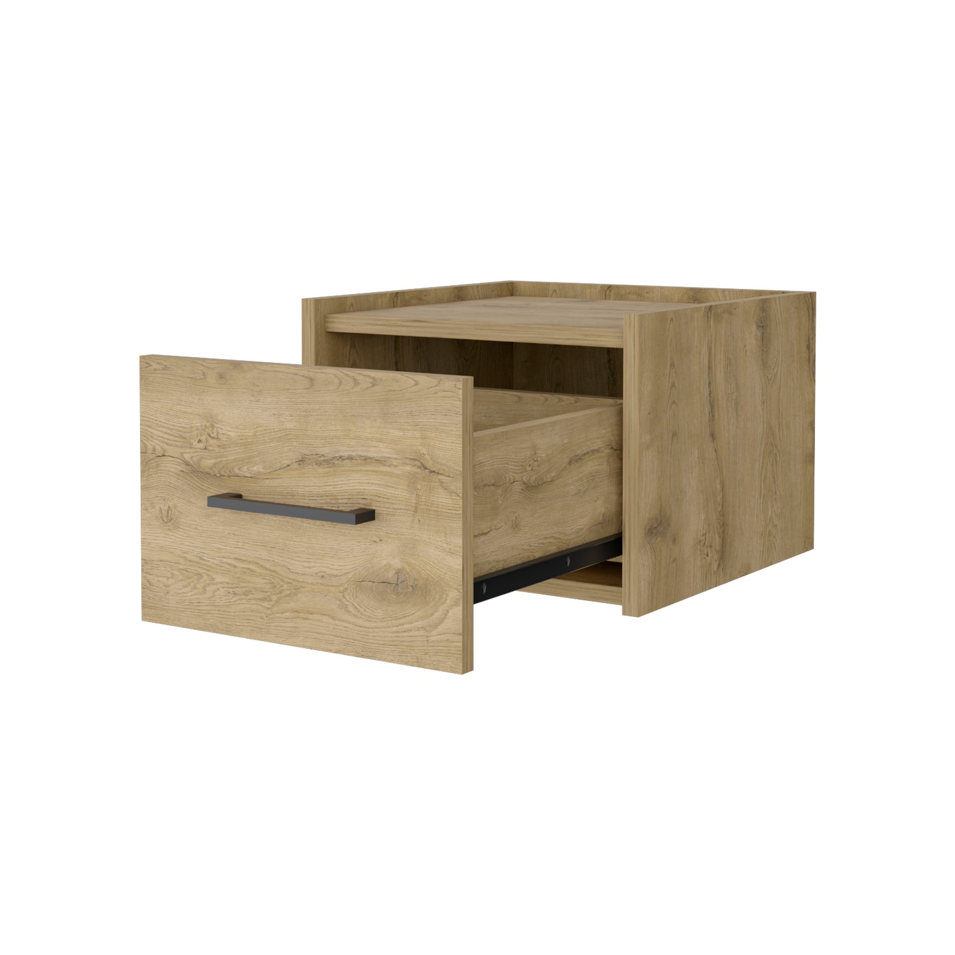 Macadamia Wall Mounted Floating Nightstand Natural 1 Drawer Bedroom Floating Space Saving Wood