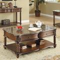 Traditional Formal Marble Top Cocktail Table With 2 Drawer Lower Shelf Mahogany Finish Spiral Turned Legs Wooden 1Pc Living Room Furniture Mahogany Primary Living Space Luxury,Traditional Drawers Rectangular Coffee & End Tables Wood