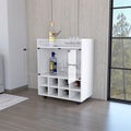 White 8 Bottle Rack Bar Cart White White Primary Living Space Rectangular Kitchen Carts Wood Small Less Than 40In