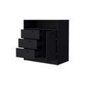 Black Open Storage Shelf 3 Drawer Dresser Black Bedroom Wood