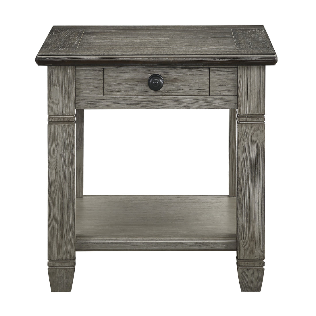 Coffee And Antique Gray Finish 1Pc End Table With Drawer Bottom Shelf Wooden Living Room Furniture Side Table Antique Gray Primary Living Space Casual,Contemporary Drawers Coffee & End Tables Wood