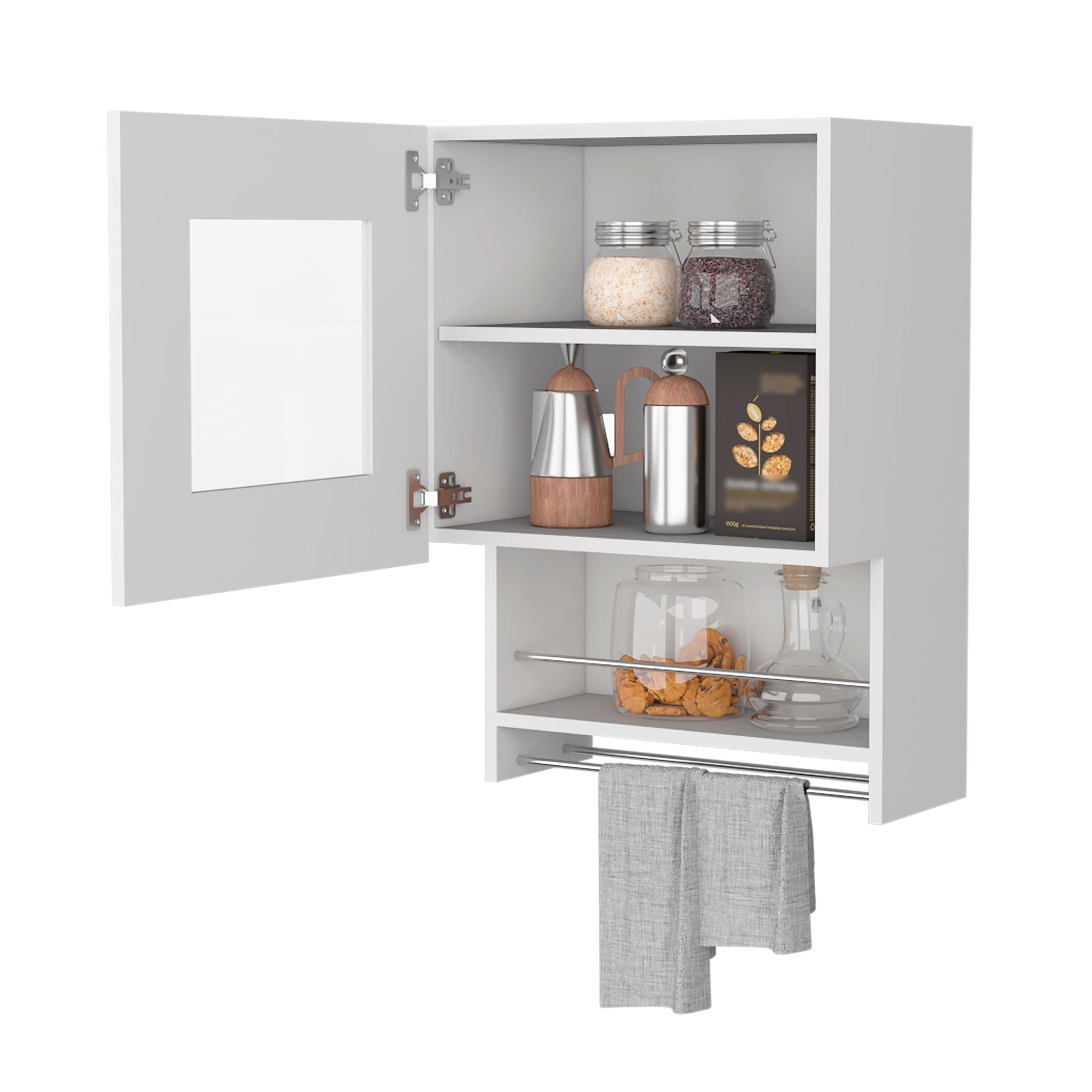 Nolan White Spice And Towel Rack Kitchen Wall Cabinet White Wood