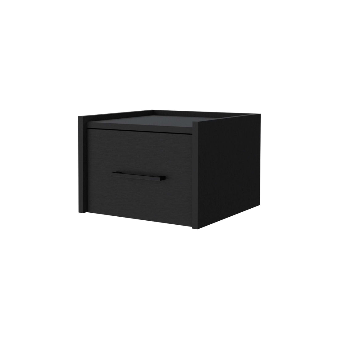 Black Wall Mounted Floating Nightstand Black 1 Drawer Bedroom Floating Space Saving Black Wood