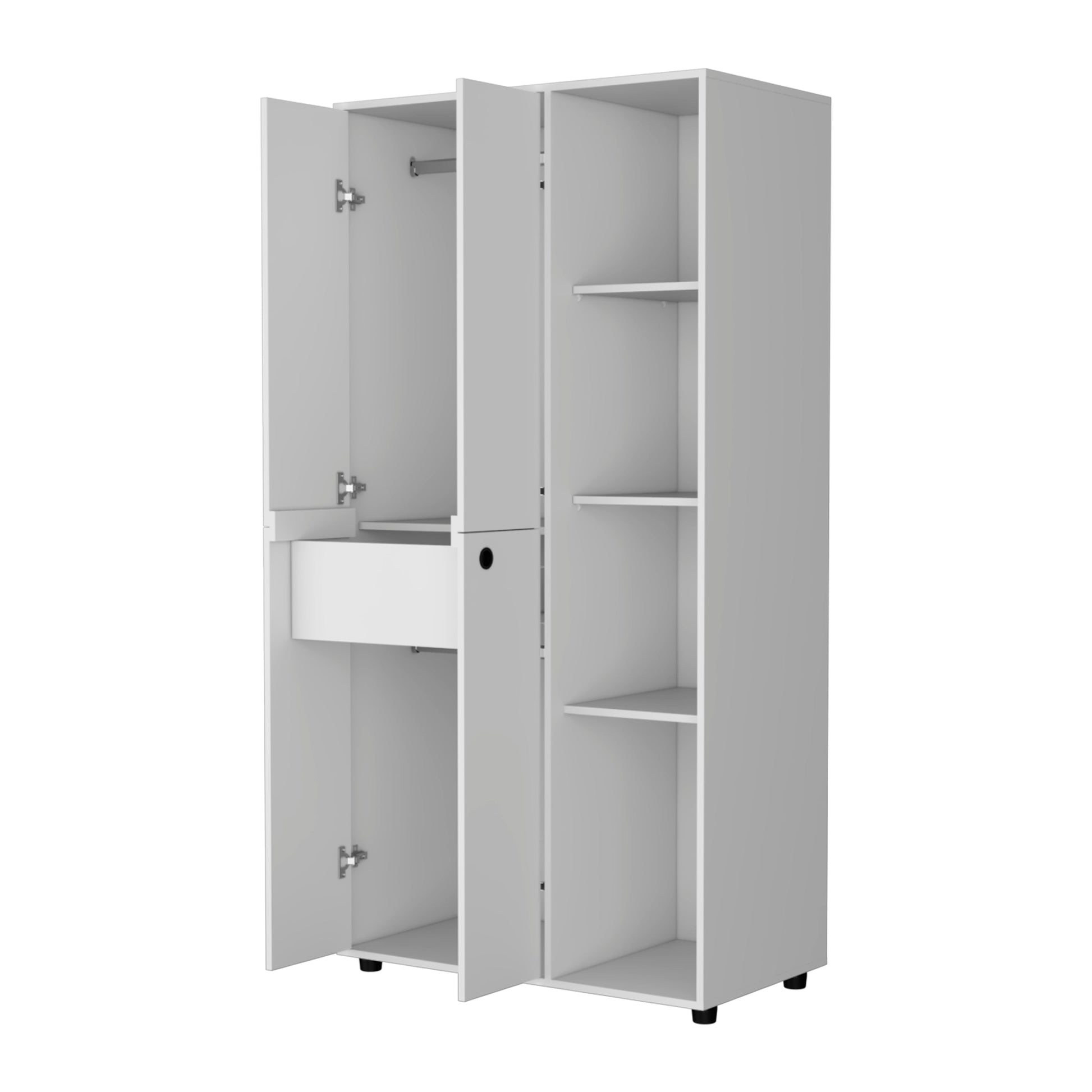 White 1 Drawer Armoire Closet White Bedroom Wood