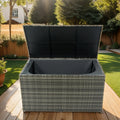 Outdoor Storage Box, 200 Gallon Wicker Patio Deck Boxes With Lid, Outdoor Cushion Storage For Kids Toys, Pillows, Towel No Sectional Grey Mildew Resistant Frame Mildew Resistant Cushion Garden & Outdoor American Traditional Pe Rattan Iron Waterproof