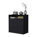 Black Open Storage Shelf 3 Drawer Dresser Black Bedroom Wood