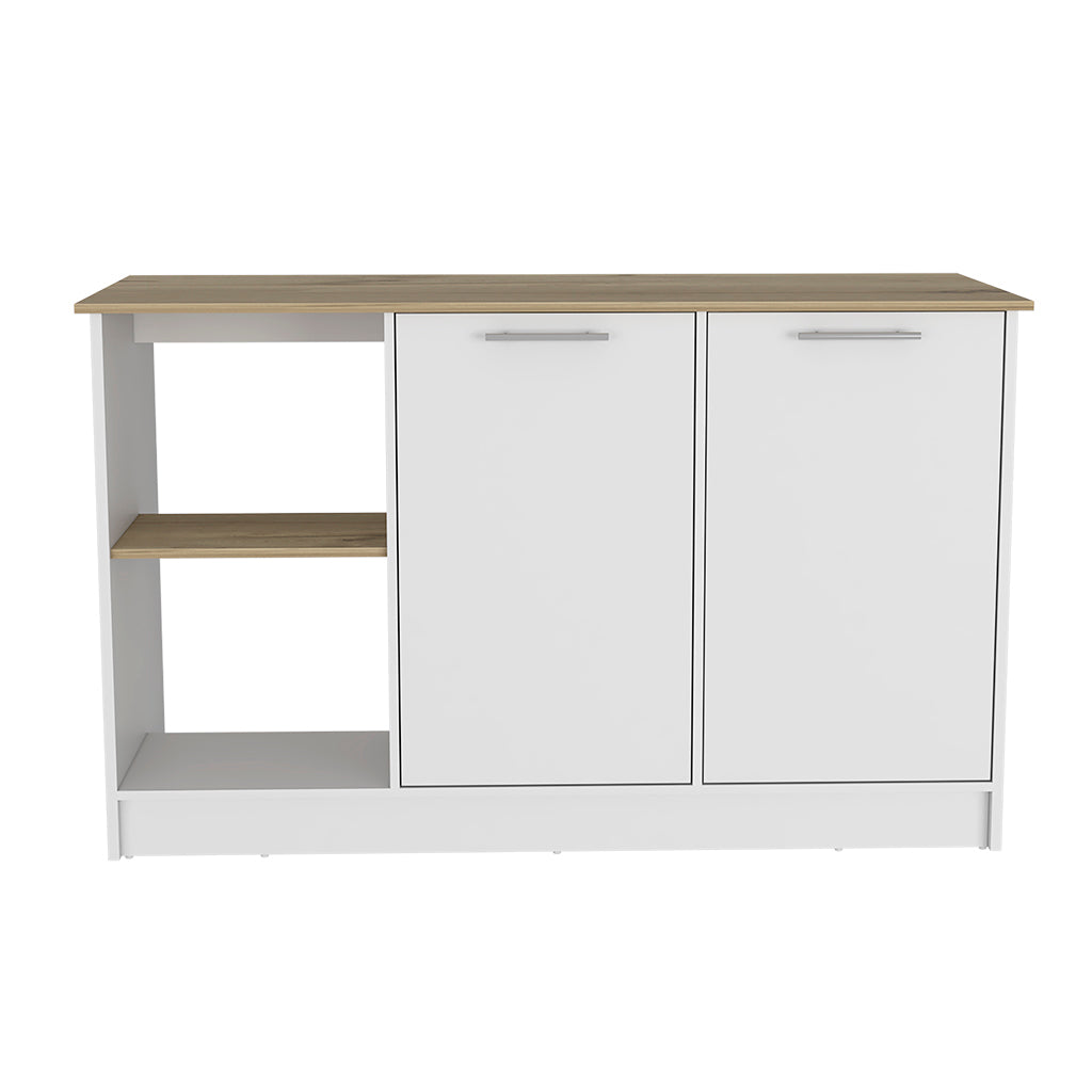 Juniper Kitchen Island, Four Open Shelves, Two -