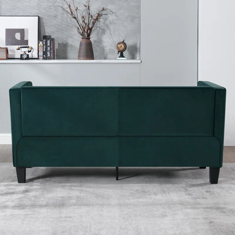 Sofa ,64.96" Modern Sofa Couch 2 Seater Fabric Sofa Green Wood Heavy Duty Foam Velvet 2 Seat