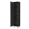 Smokey Oak 3 Broom Hangers Tall Storage Cabinet Standard 5 Or More Shelves Gray Primary Living Space Wood Shelves Wood