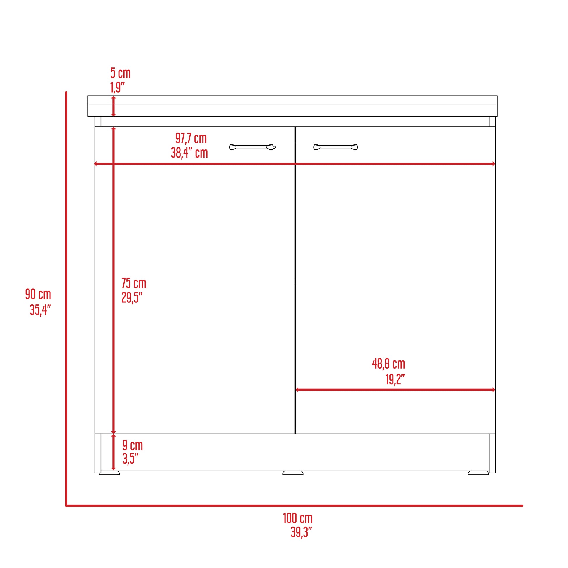 Napoles Utility Sink With Cabinet, Double Door, One Shelf White Black Freestanding 1 2 Spaces Brown Kitchen Shelves Included Modern Particle Board Particle Board