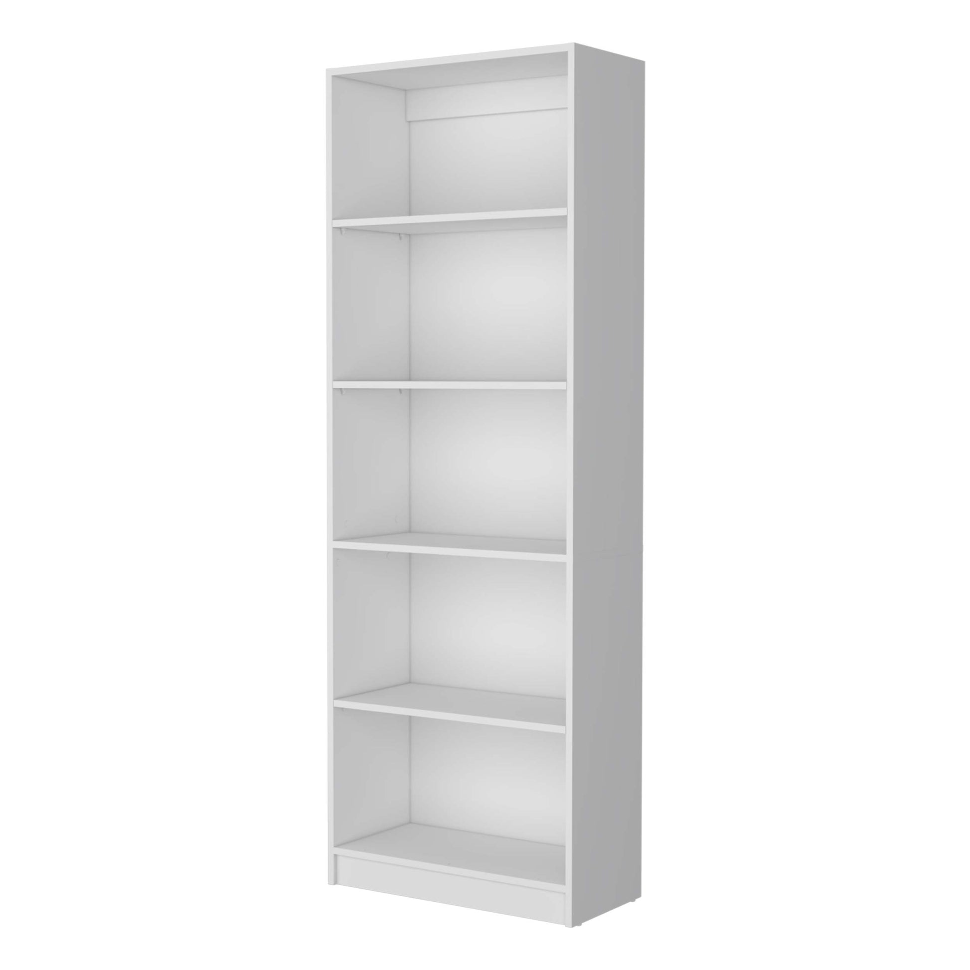 White 5 Shelf Bookcase 5 White White Standard Horizontal Primary Living Space Closed Back Wood Wood