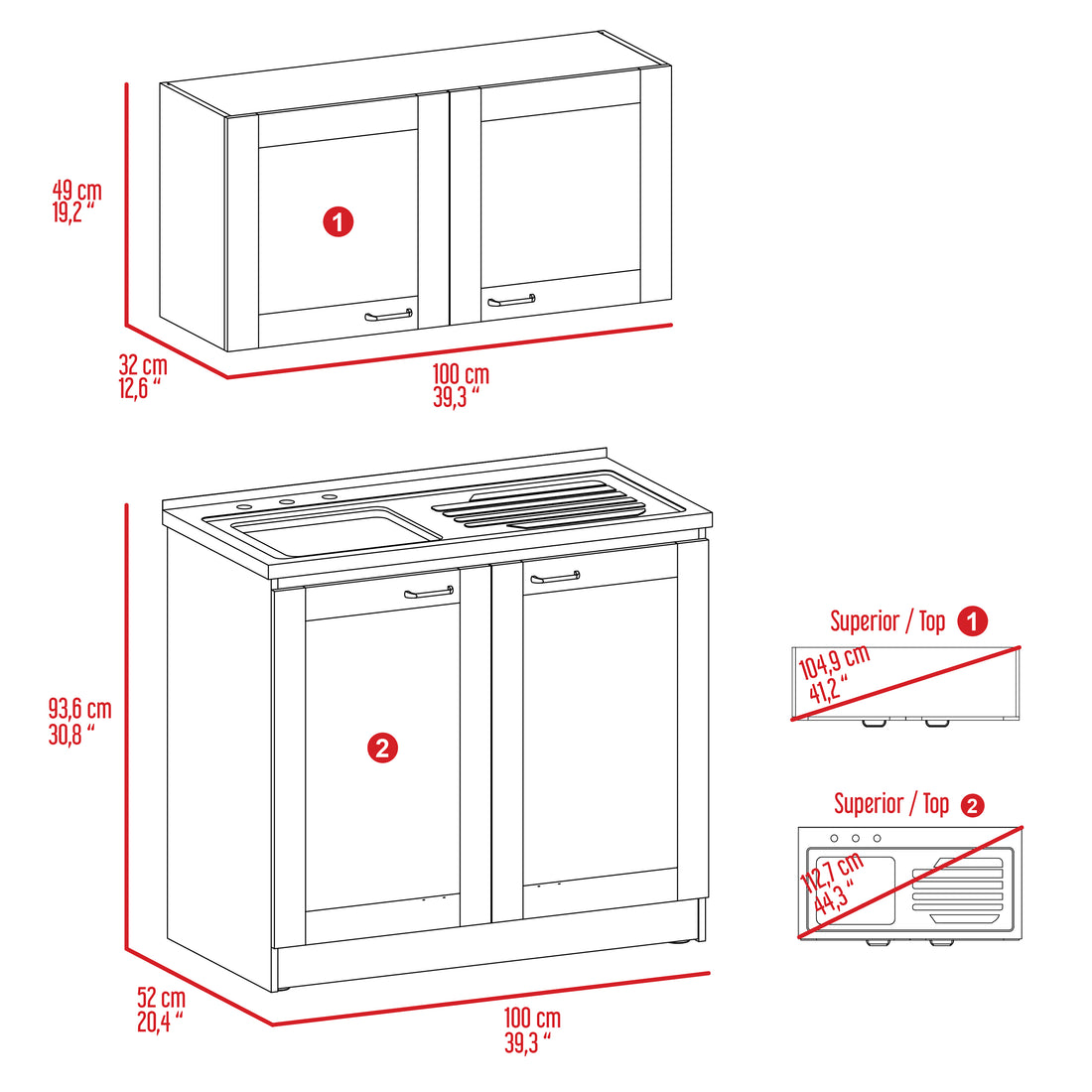 Perseus Cabinet Set Black Kitchen Modern Particle Board Engineered Wood