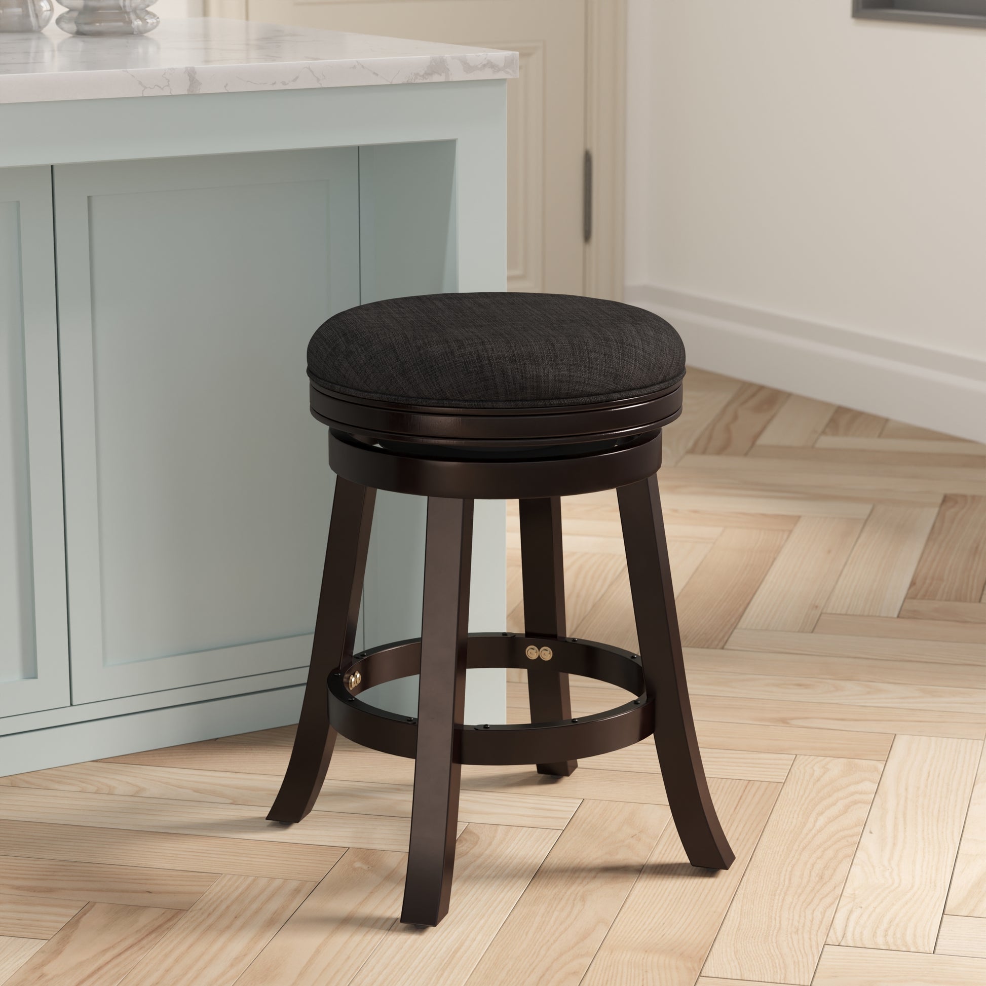 24" Counter Stool, Espresso Finish, Charcoal Fabric Seat Espresso Fabric