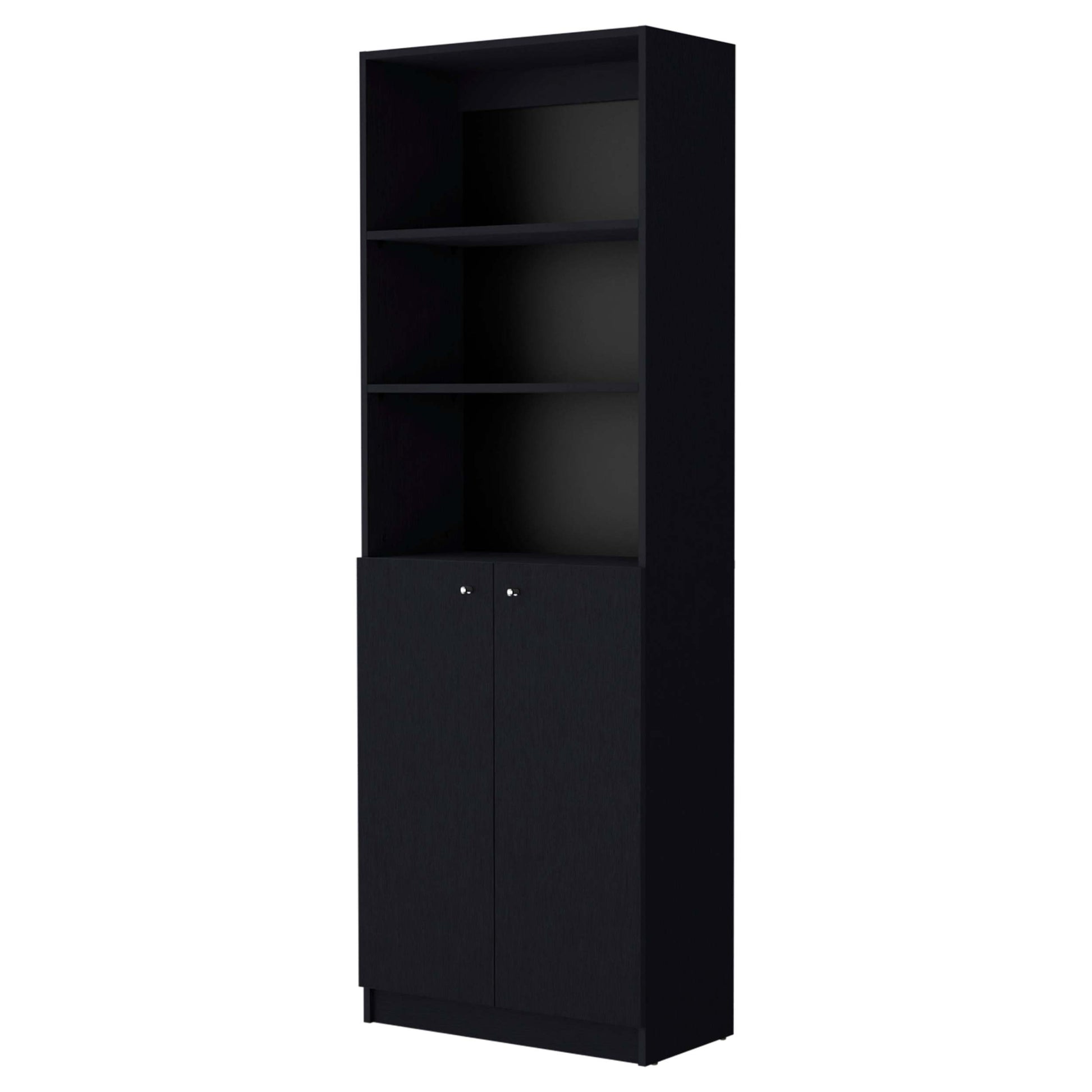 Black 2 Door Bookcase Black Primary Living Space Wood