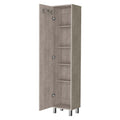 Concrete Gray 3 Broom Hangers Tall Storage Cabinet Standard 5 Or More Shelves Gray Gray Primary Living Space Wood Shelves Wood