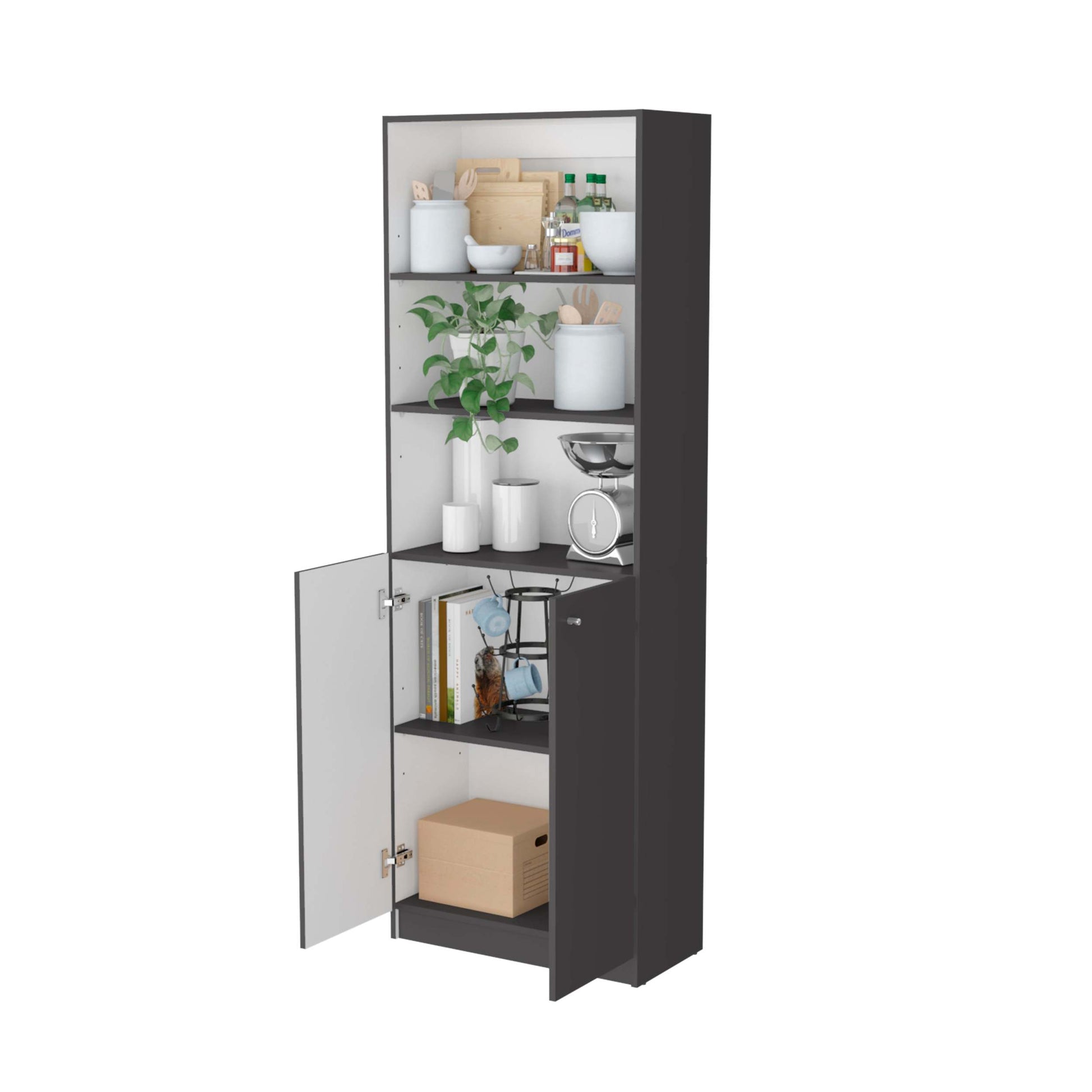 Matt Gray And White 2 Door Bookcase Grey White Primary Living Space Wood