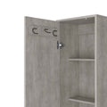 Concrete Gray 3 Broom Hangers Tall Storage Cabinet Standard 5 Or More Shelves Gray Gray Primary Living Space Wood Shelves Wood