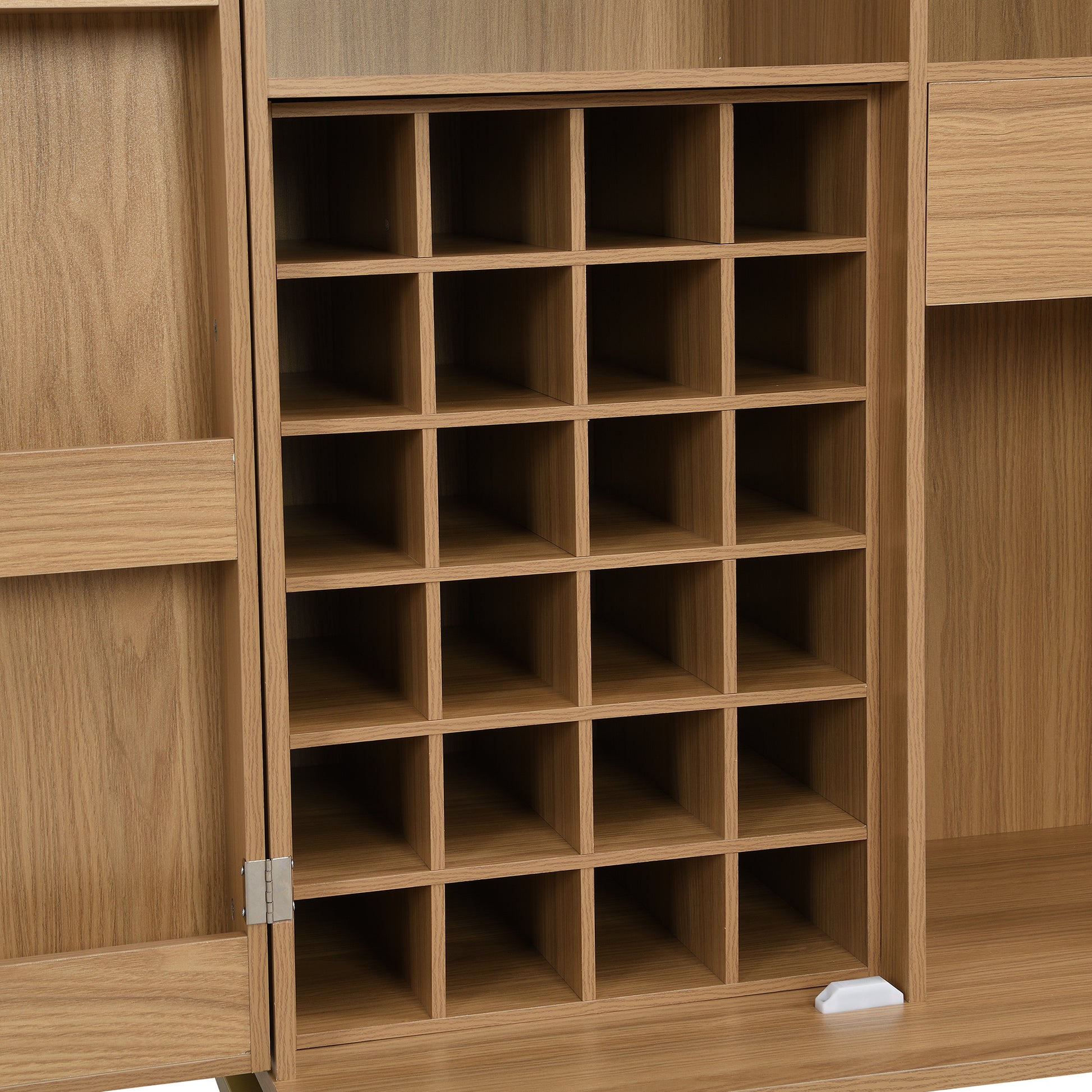 42.5" Modern Home Bar Cabinet Carved Wine Cabinet With Storage Natural Dining Room Contemporary Mdf
