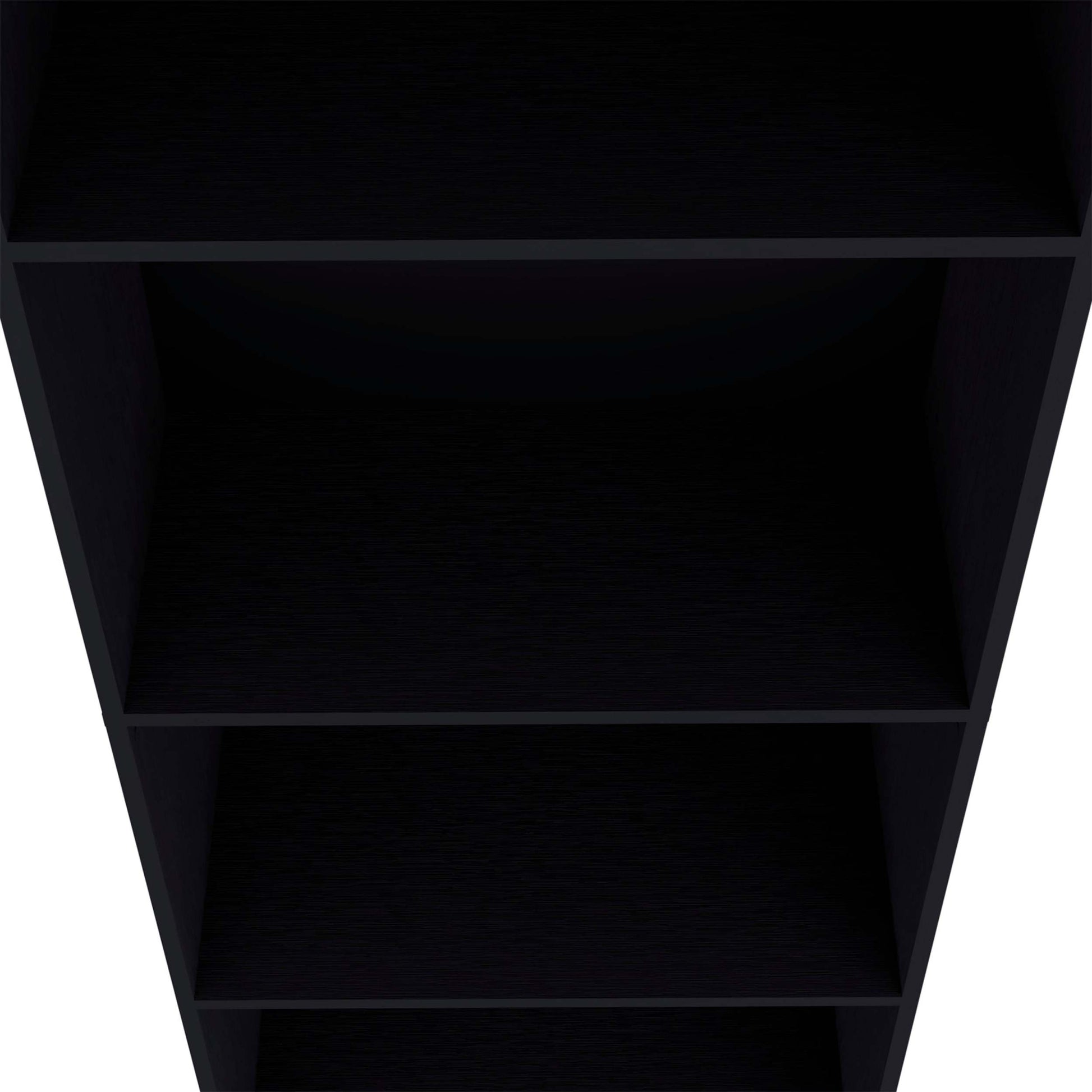 Black Tier Storage Shelves Bookcase 4 Black Standard Horizontal Primary Living Space Closed Back Wood Wood