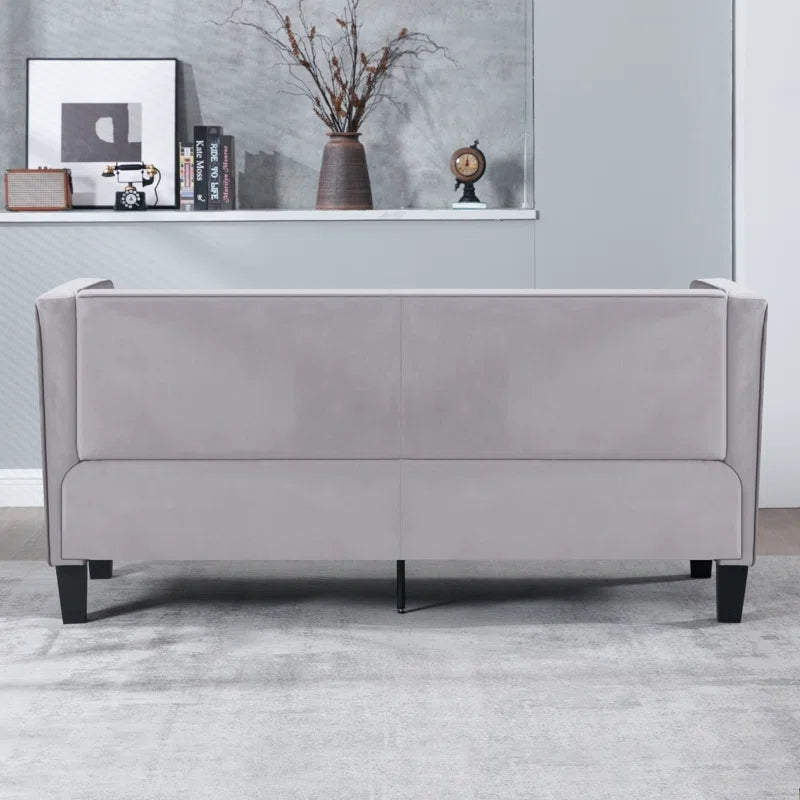 Sofa ,64.96" Modern Sofa Couch 2 Seater Fabric Sofa,Grey Grey Wood Heavy Duty Foam Velvet 2 Seat