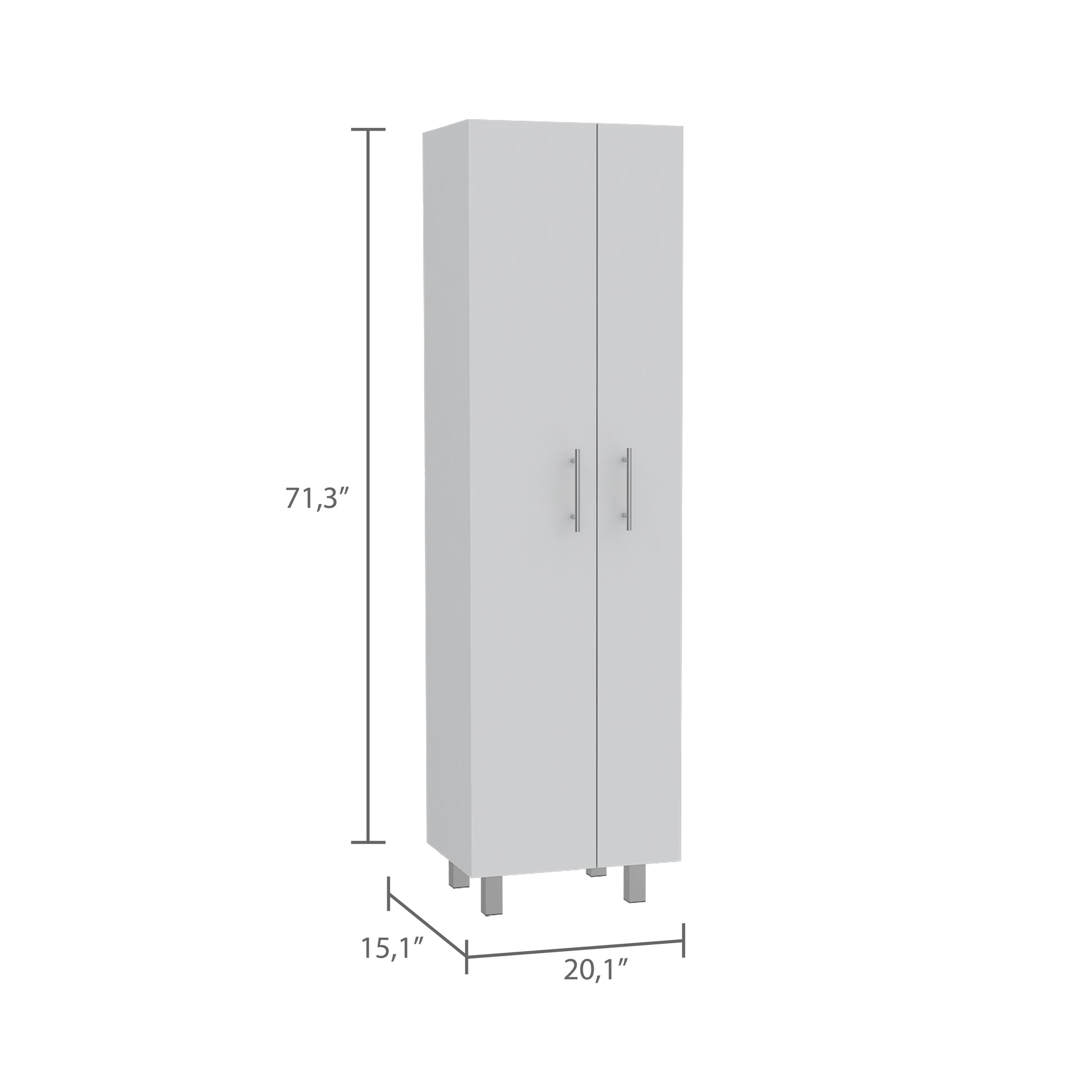 Norway Broom Closet Pantry White Primary Living Space Modern Particle Board Engineered Wood