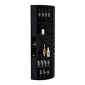 Oban Corner Bar Cabinet With Five Shelveseight Bottle Cubbies And Steamware Black Black Kitchen Modern Particle Board