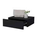 Black Wall Mounted Floating Nightstand Black 1 Drawer Bedroom Floating Space Saving Black Wood