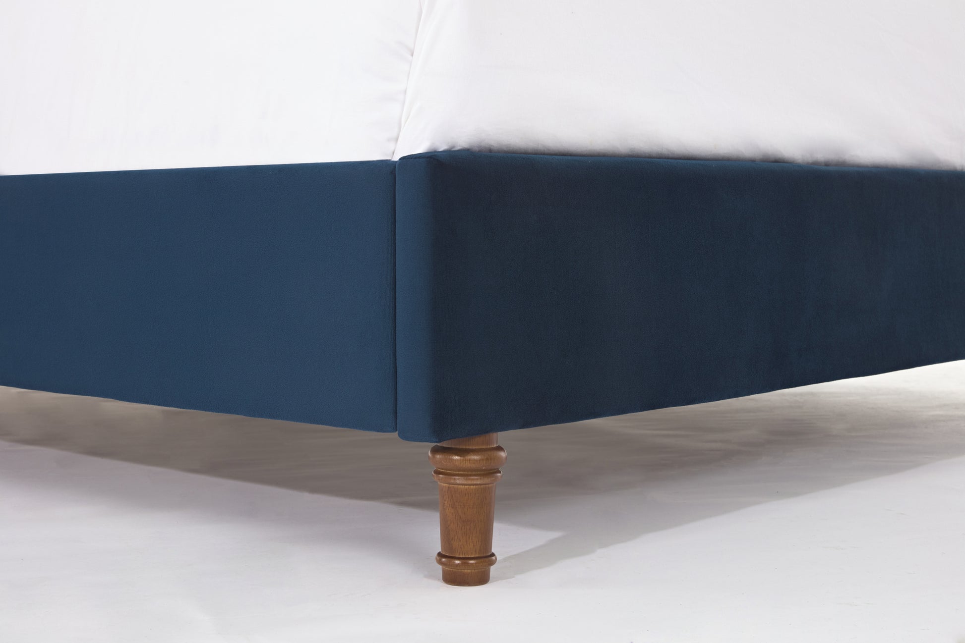 Peyton Upholstered Queen Bed 54" High Headboard Traditional Hand Buttoned Tufting Trim Wingback No Box Spring Needed Easy Assembly Blue Velvet Box Spring Not Required Queen Blue Brown Metal Bedroom Classic,European,Modern,Traditional Oak Bed Frame Foam