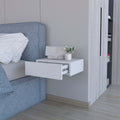 White Wall Mounted Floating Nightstand White White 1 Drawer Bedroom Floating Space Saving White Wood