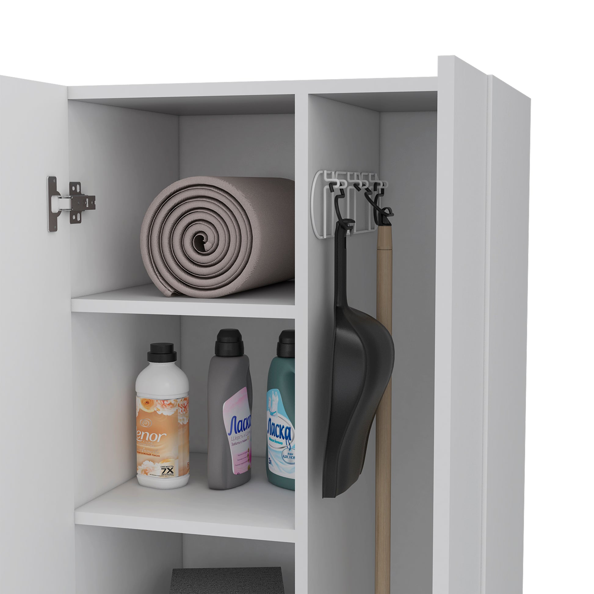 Norway Broom Closet Pantry White Primary Living Space Modern Particle Board Engineered Wood