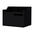 Black Dual Shelf Display Floating Nightstand Black 1 Drawer Bedroom Floating Easy Assembly Black Wood