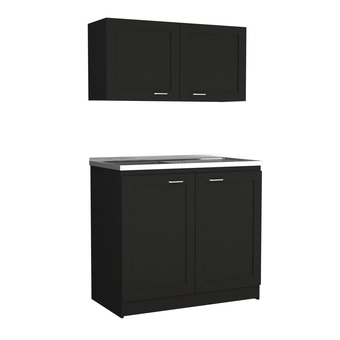 Perseus Cabinet Set Black Kitchen Modern Particle Board Engineered Wood