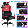 Big And Tall Gaming Chair 400Lbs Gaming Chair With Massage Lumbar Pillow, Headrest, 3D Armrest, Metal Base, Pu Leather Metal Red Handle Pu Leather