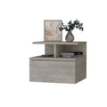 Concrete Gray 2 Tier Shelf Floating Nightstand Gray Gray 1 Drawer Bedroom Floating Shelf Wood