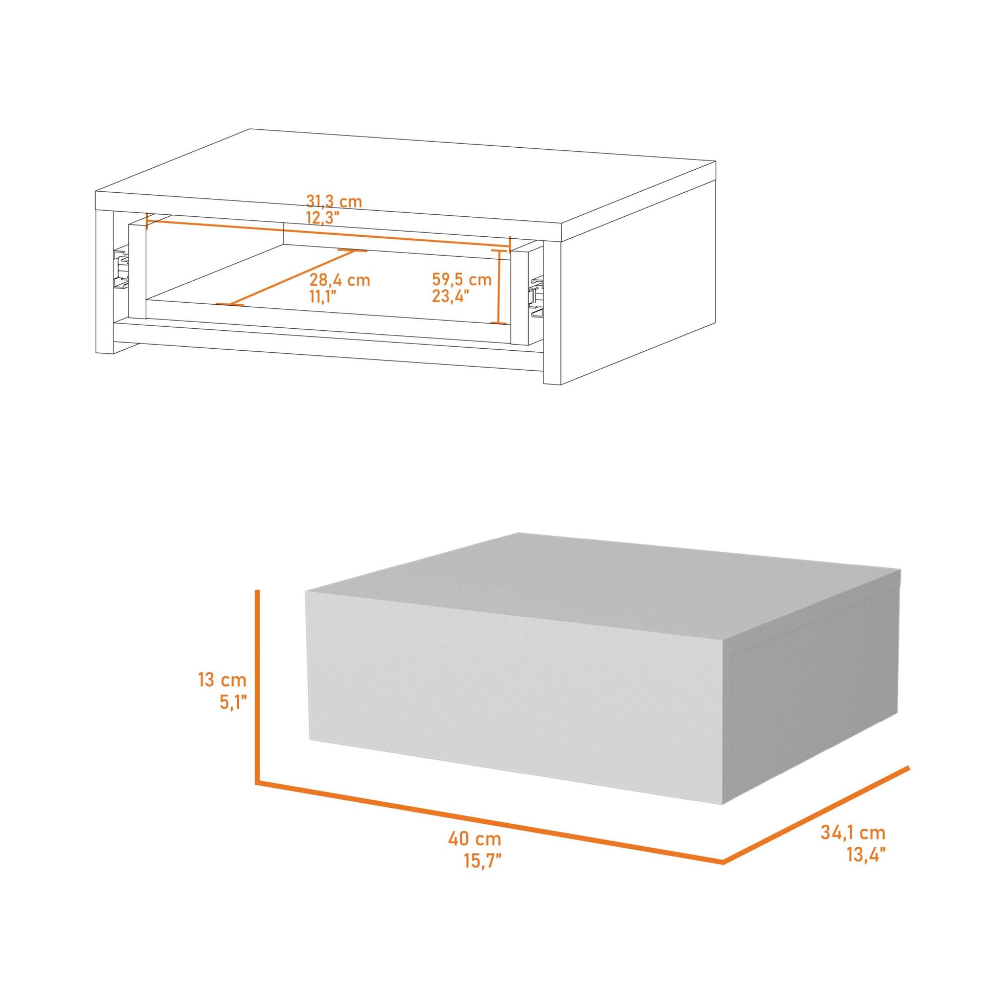 White Wall Mounted Floating Nightstand White White 1 Drawer Bedroom Floating Space Saving White Wood