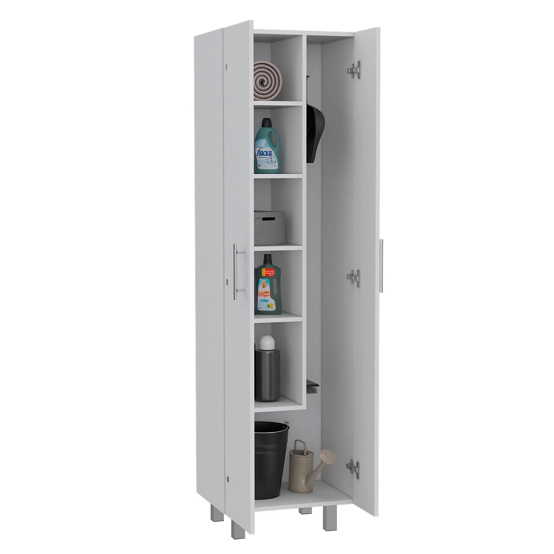 Norway Broom Closet Pantry White Primary Living Space Modern Particle Board Engineered Wood