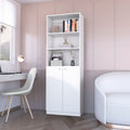 Zachary White 2 Door Bookcase 3 White White Standard Horizontal Primary Living Space Closed Back Wood With Doors Wood